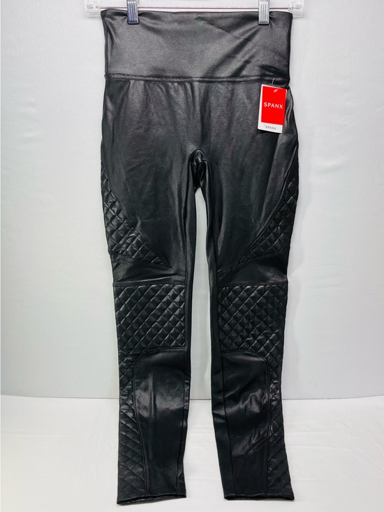 SPANX Pants - SPANX Black Quilted Faux-Leather Girls' Leggings